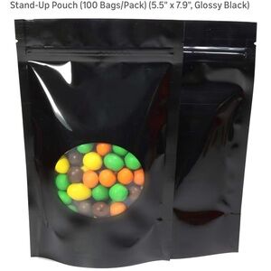 Glossy Black Stand-Up Pouch with Window-100 pack